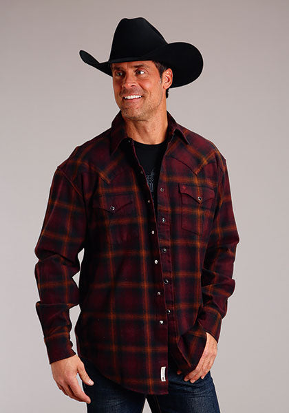 Wine Flannel Men's Shirt by Stetson®