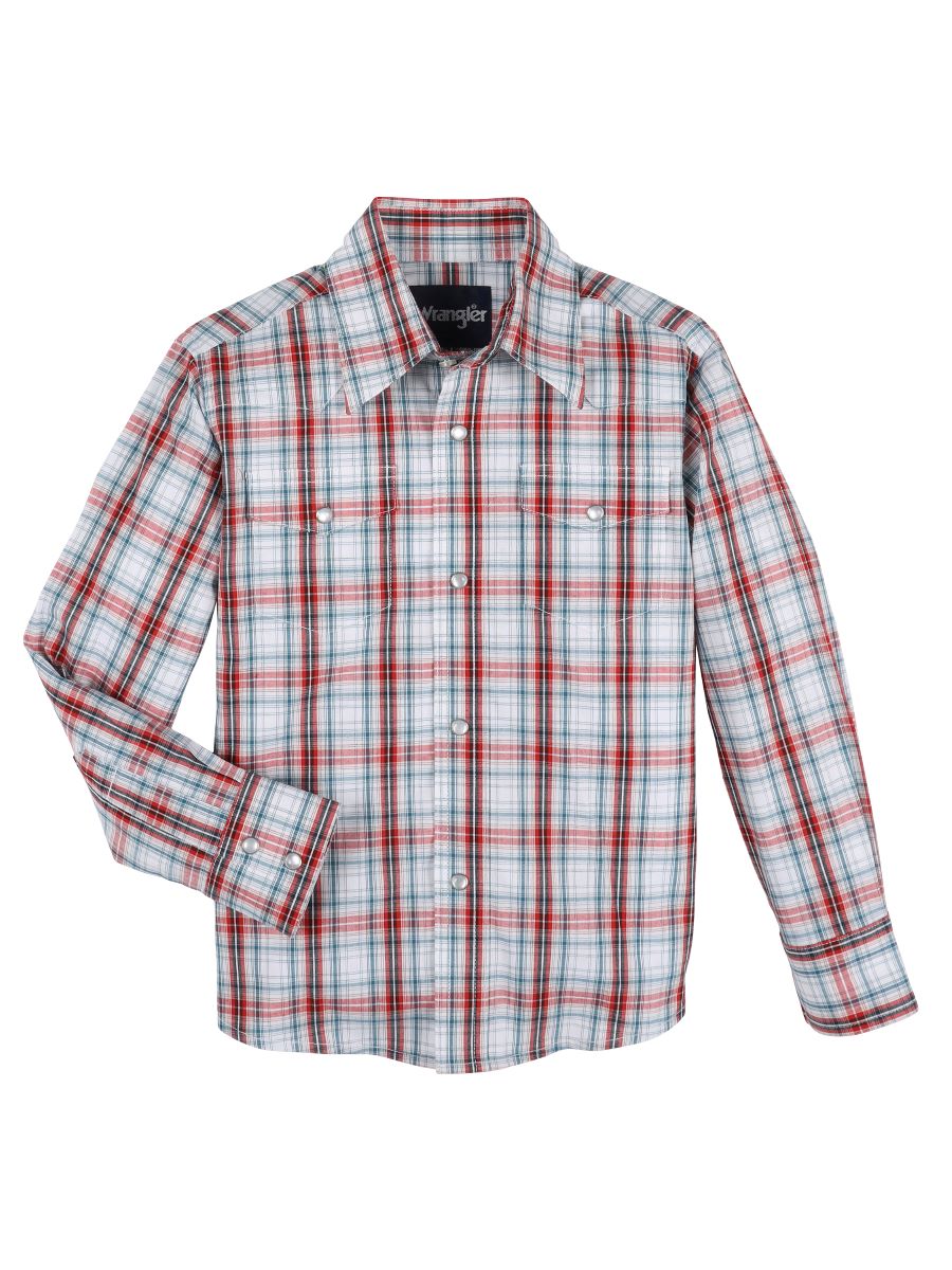 Red and Navy Plaid Boy's Shirt by Wrangler®
