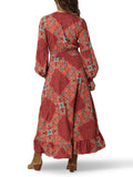Burnt Orange Printed Retro™ High-Low Dress by Wrangler®
