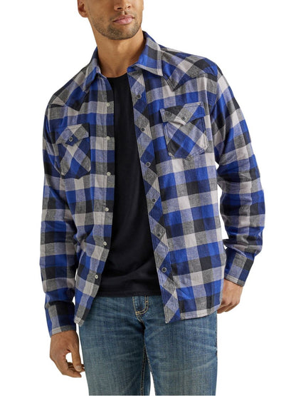 Retro™ Blue Plaid Flannel Men's Shirt by Wrangler®