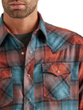 Retro™ Rust & Teal Plaid Flannel Men's Shirt by Wrangler®