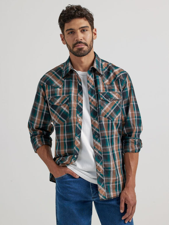 Spruce and Brown Modern Fit™ Men's Shirt by Wrangler®