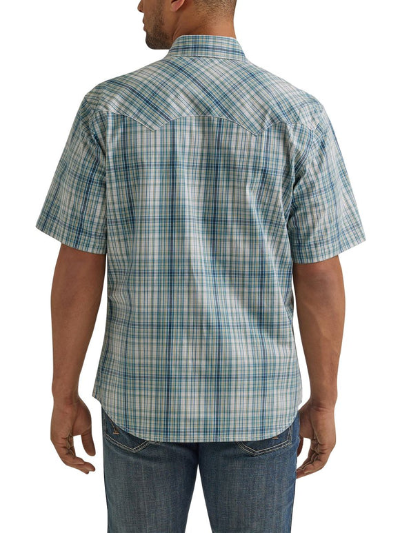 Retro™ Blue & Green Plaid Short Sleeve Men's Shirt by Wrangler®