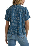 Retro™ Blue 'Coconut Cowbelles' Short Sleeve Women's Shirt by Wrangler®
