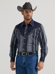 Rodeo Ben™ Navy Stripe Men's Shirt by Wrangler®