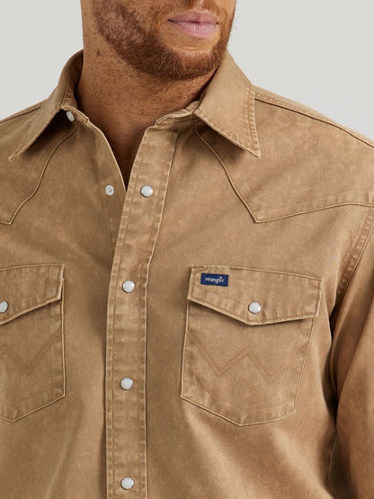 Cowboy Cut™ Vintage Tan Twill Men's Shirt by Wrangler®