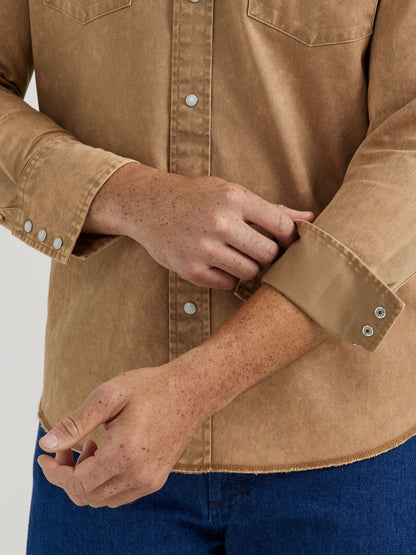Cowboy Cut™ Vintage Tan Twill Men's Shirt by Wrangler®