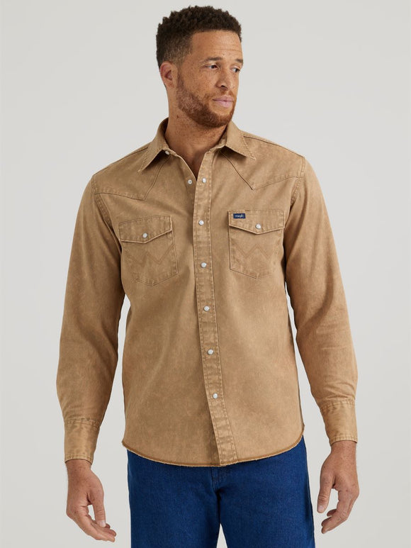 Cowboy Cut™ Vintage Tan Twill Men's Shirt by Wrangler®