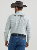 Mint Chevron Print 'Logo' Men's Shirt by Wrangler®