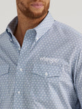 Baby Blue Geo Print 'Logo' Men's Shirt by Wrangler®