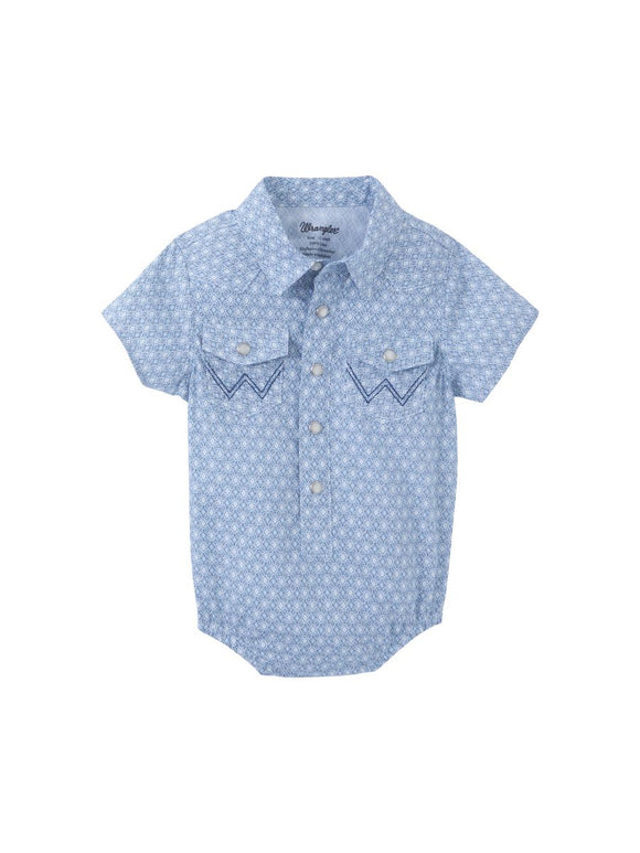 Short Sleeve Baby Blue Geo Print Boy's Infant Shirt by Wrangler®