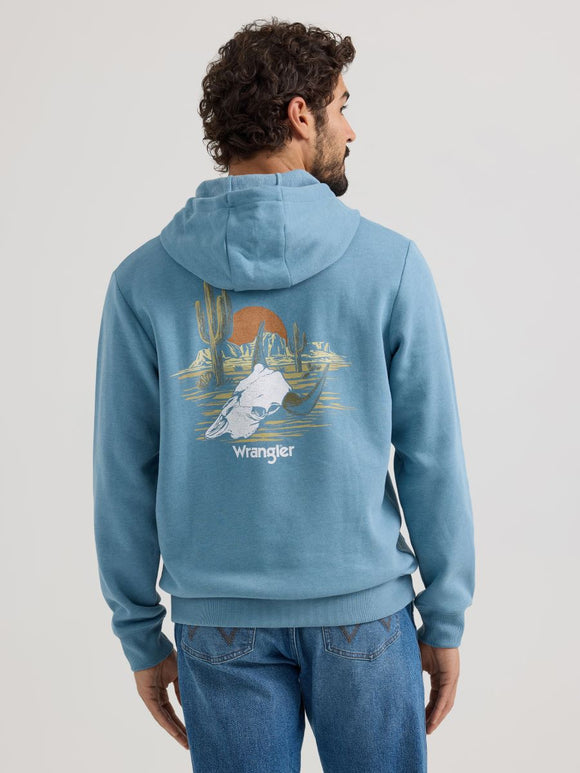 Blue Desert Steer Skull Men's Hoodie by Wrangler®