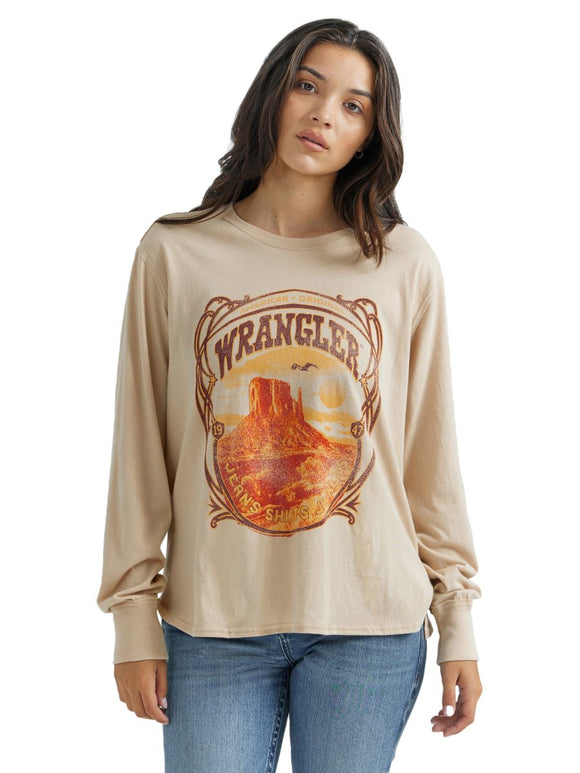 Tan 'Desert' Long Sleeve Women's T-Shirt by Wrangler®