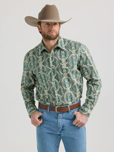 Checotah™ Green Southwest Print Men's Shirt by Wrangler®