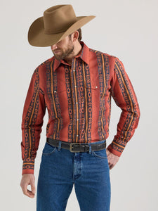 Checotah™ Rust Southwest Print Men's Shirt by Wrangler®