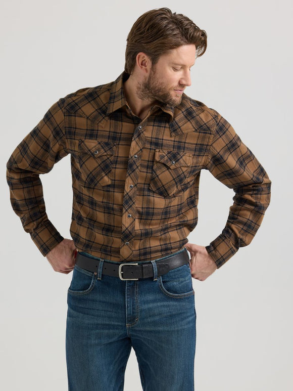 Retro™ Brown Plaid Flannel Men's Shirt by Wrangler®