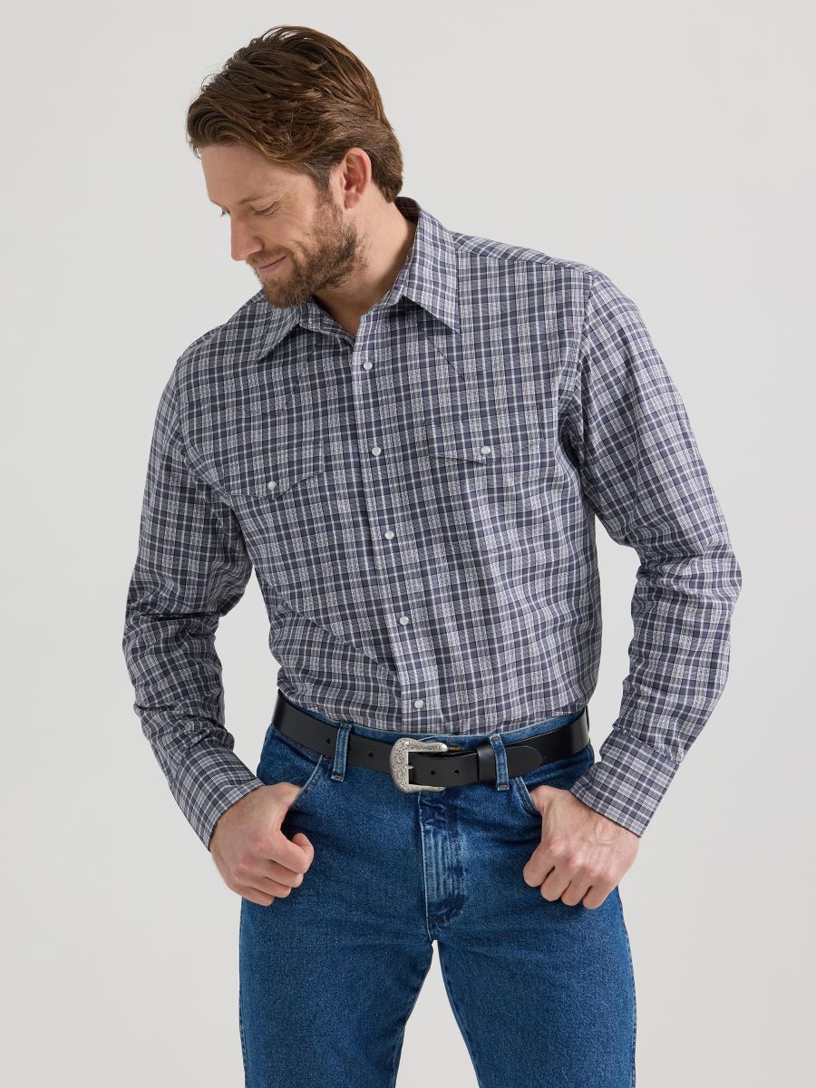 Grey Plaid Men's Shirt by Wrangler®