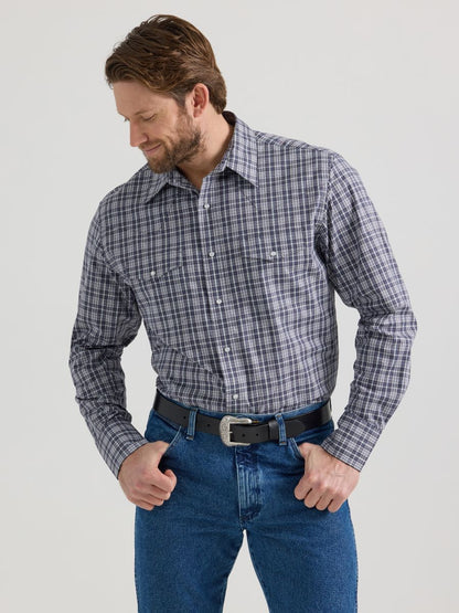 Grey Plaid Men's Shirt by Wrangler®