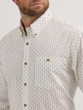 Relaxed Off White Geo Print Men's Shirt by Wrangler®