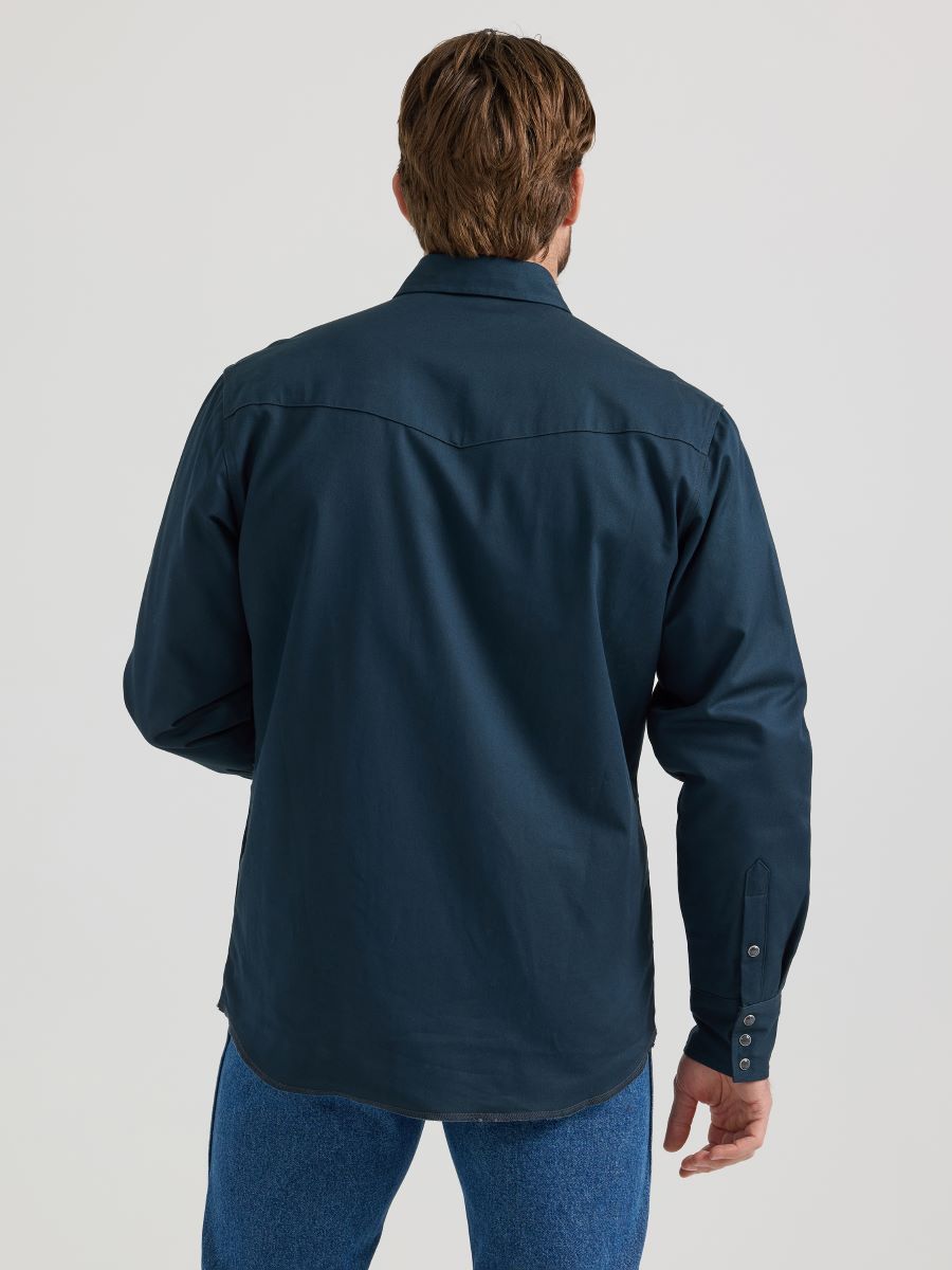 Deep Navy Lined Cowboy Cut Work Men's Shirt by Wrangler®