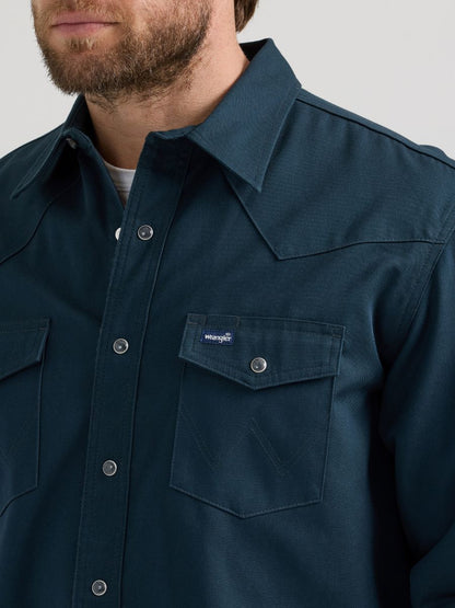 Deep Navy Lined Cowboy Cut Work Men's Shirt by Wrangler®