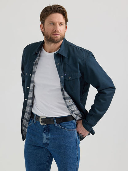 Deep Navy Lined Cowboy Cut Work Men's Shirt by Wrangler®