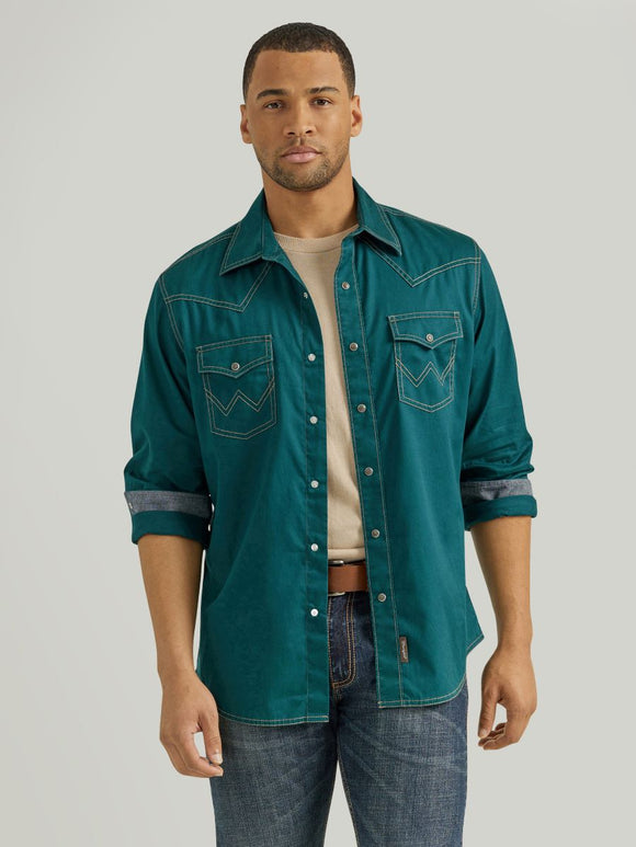 Retro® Forest Teal Modern Fit Men's Shirt by Wrangler®