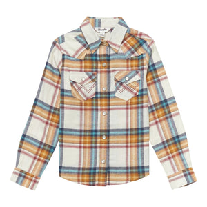 Flannel Cream Plaid Girl's Shirt by Wrangler®