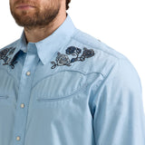 Rodeo Ben™ Light Blue Embroidered Men's Shirt by Wrangler®