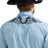 Rodeo Ben™ Light Blue Embroidered Men's Shirt by Wrangler®