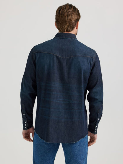 Cowboy Cut™ Classic Fit Dark Wash Denim Men's Shirt by Wrangler®