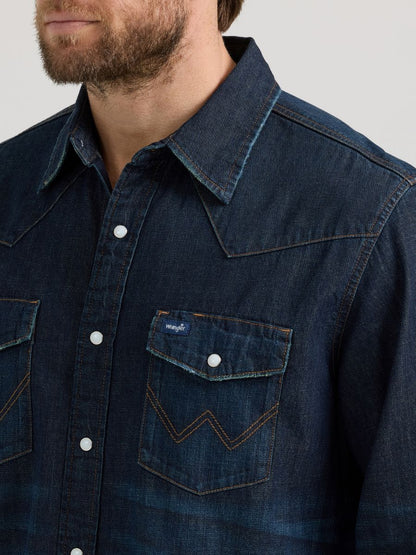 Cowboy Cut™ Classic Fit Dark Wash Denim Men's Shirt by Wrangler®