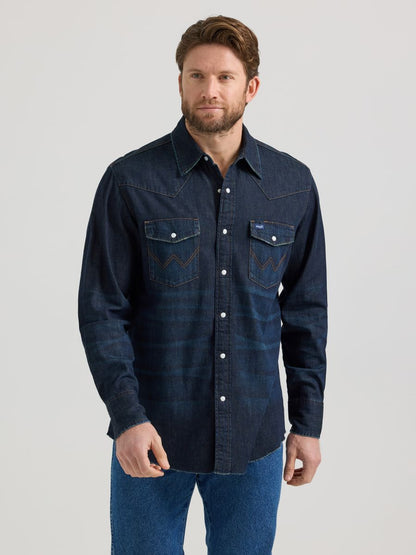 Cowboy Cut™ Classic Fit Dark Wash Denim Men's Shirt by Wrangler®