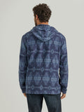 Southwest Blue Quarter Zip Flannel Men's Hoodie by Wrangler®