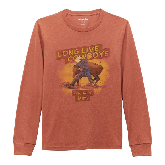 'Long Live Cowboys' Long Sleeve Youth T-Shirt by Wrangler®