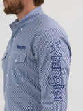 Blue & White Geo Print Logo Men's Shirt by Wrangler®