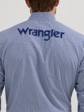 Blue & White Geo Print Logo Men's Shirt by Wrangler®