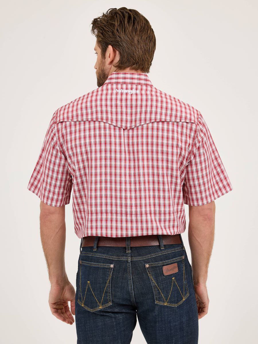 Classic Fit Red Plaid Performance Short Sleeve Men's Shirt by Wrangler®