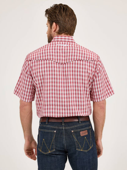 Classic Fit Red Plaid Performance Short Sleeve Men's Shirt by Wrangler®