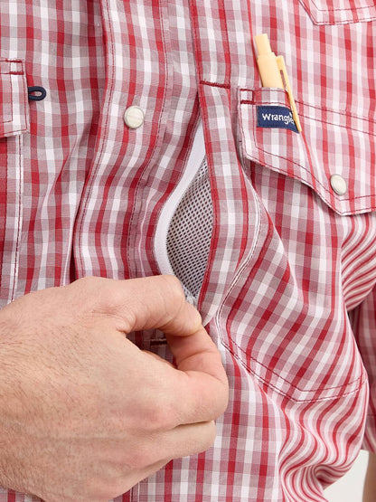 Classic Fit Red Plaid Performance Short Sleeve Men's Shirt by Wrangler®