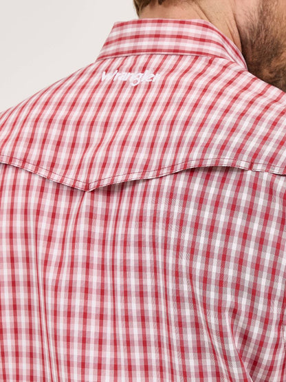 Classic Fit Red Plaid Performance Short Sleeve Men's Shirt by Wrangler®