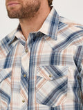 20X™  Stretch Fit Cream & Navy Plaid Men's Shirt by Wrangler®