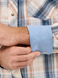 20X™  Stretch Fit Cream & Navy Plaid Men's Shirt by Wrangler®