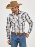 20X™  Stretch Fit Cream & Navy Plaid Men's Shirt by Wrangler®