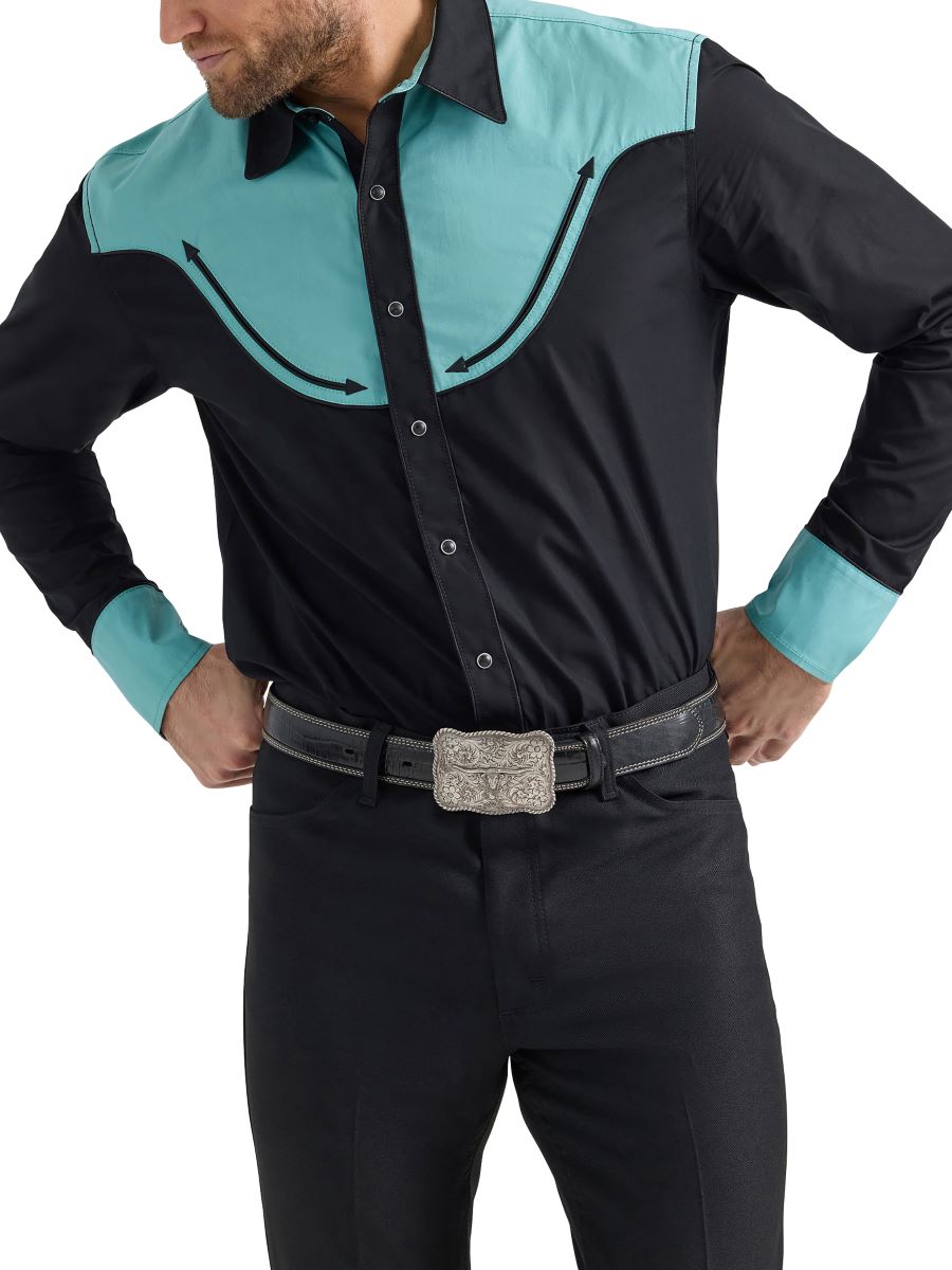 Authentic™ Black & Teal Vintage Men's Shirt by Wrangler®