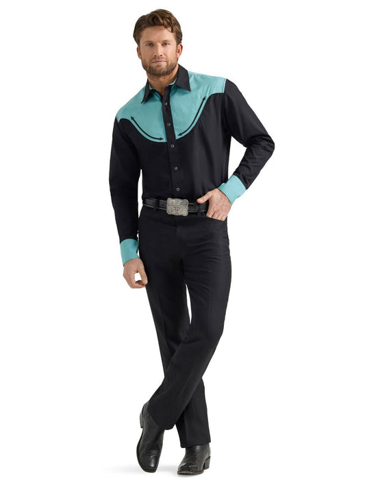 Authentic™ Black & Teal Vintage Men's Shirt by Wrangler®