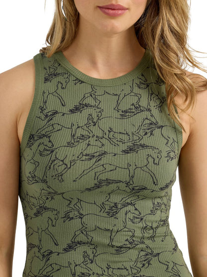 Retro™ Ribbed Olive Women's Tank Top by Wrangler®