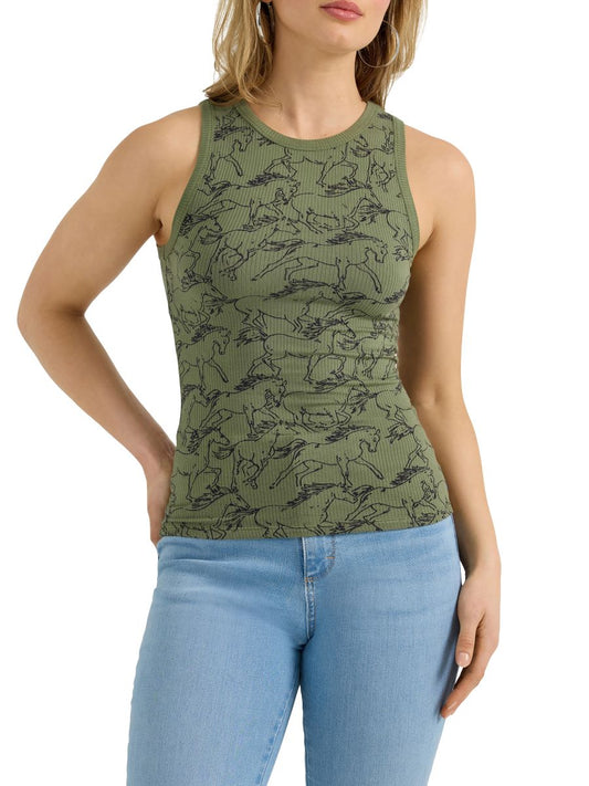 Retro™ Ribbed Olive Women's Tank Top by Wrangler®