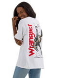 White 'Bronco' Oversize Women's T-Shirt by Wrangler®