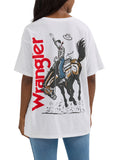 White 'Bronco' Oversize Women's T-Shirt by Wrangler®